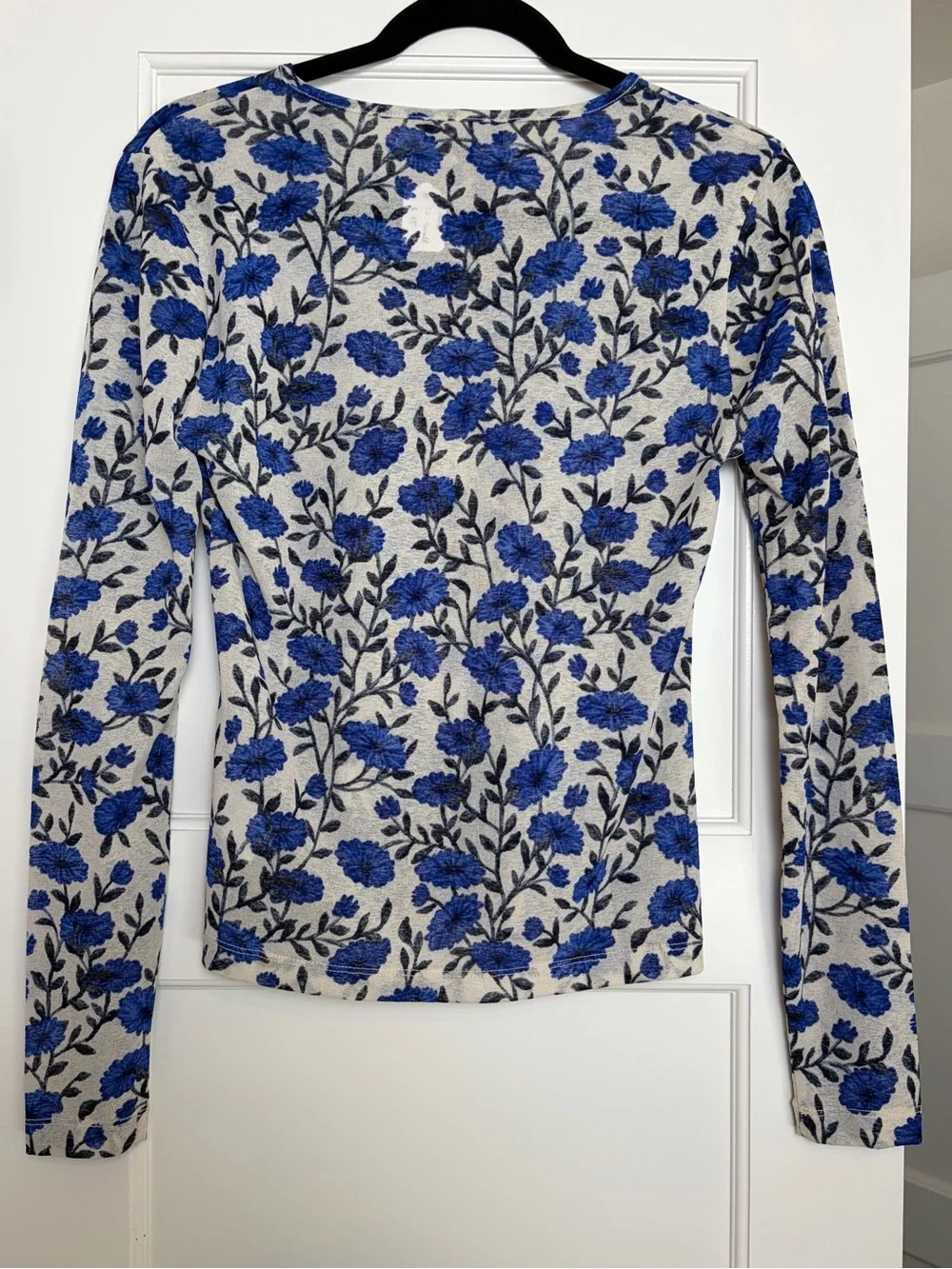 NWT J. Crew Sheer Mesh Floral Cardigan In Blue/White (Small)